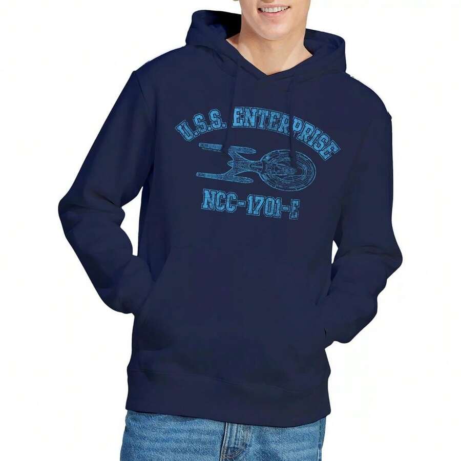 Star Trek Herr Enterprise E Athletic Hoodie (Marinblå) - Marinblå - Visa 1