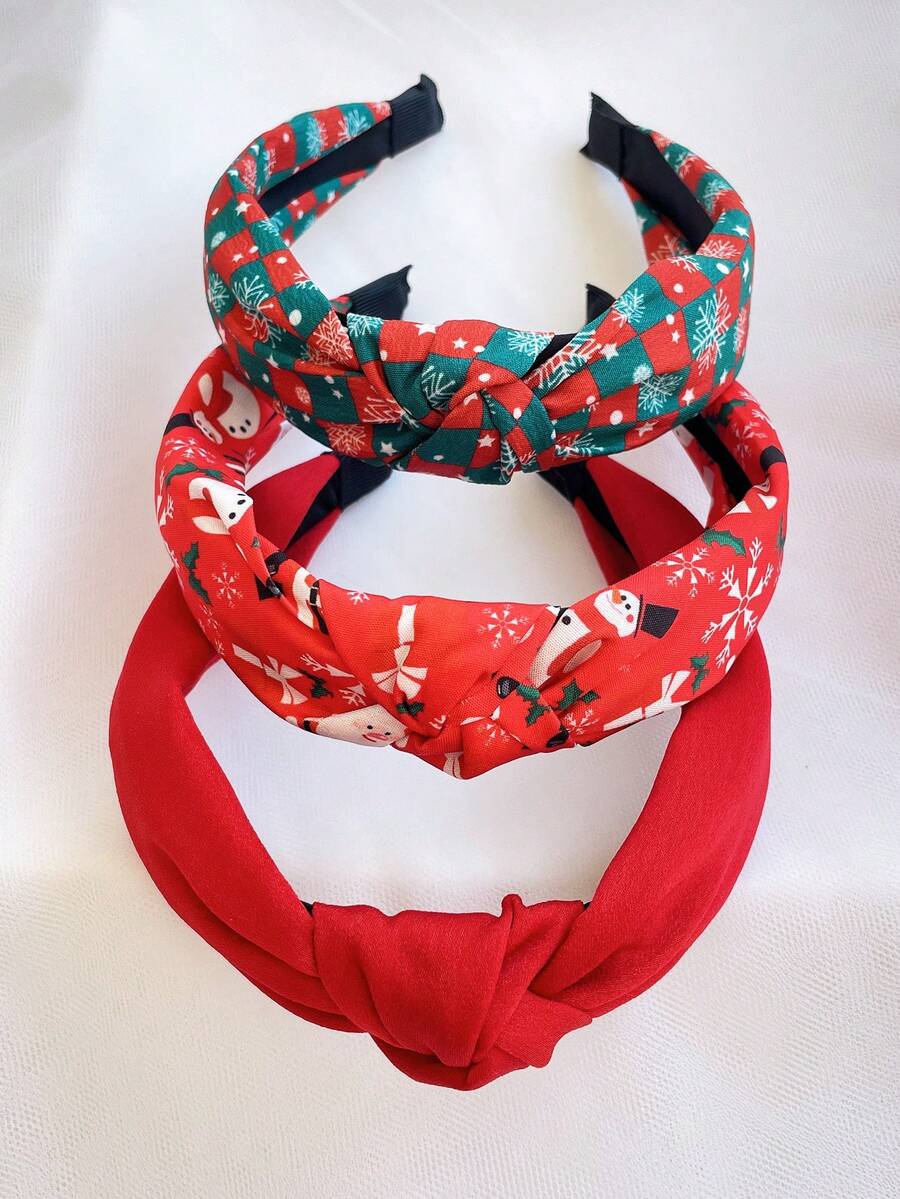 3pcs/Set Women Snowman & Snowflake Fabric Elastic Headband, Sweet Headwrap Hair Accessories Suitable For Daily Wear, Christmas Party ,Beauty ,Hair Band ,Diadema ,Hair Hoop