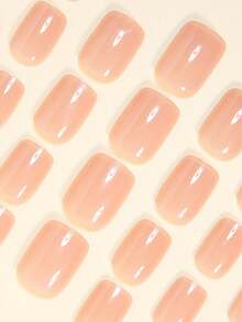 24片短款甜美简约纯亮粉色亚克力全覆盖假指甲，可重复使用，适合女孩和女士。内含1片果冻胶和1片指甲抛光片，清洁指甲后即可轻松涂抹，用果冻胶按压指甲15秒，即可拥有亮丽新指甲。建议搭配指甲油使用，效果更持久。美甲用品 - 粉色 - 查看 2