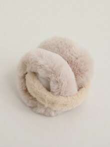 1 件男女通用可折叠经典毛绒耳罩，秋冬保暖 - 米色 - 查看 5