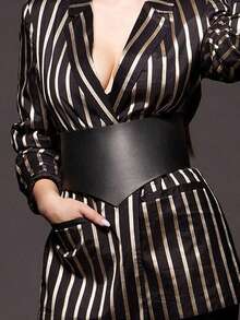 Women's Fashion Wide Belt, Gothic Corset Belt, PU Leather Bustier, Women's Gothic Wide Belt Clothing Accessories, Women's Harness Leather Goods - Black - View 2