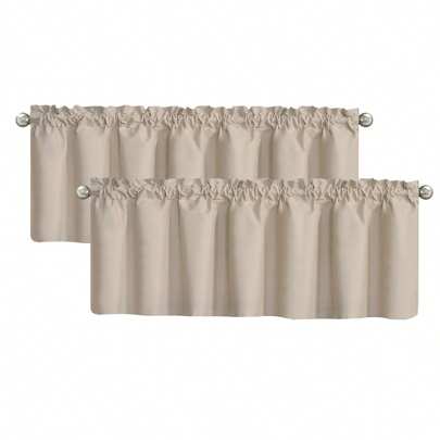 2 PC 100% High Blackout Solid Color Short Curtains For Door Darkening Curtains Rod Pocket Type 3366