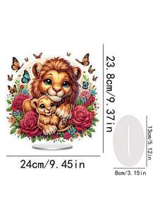 1 Set di Pittura a Diamante da Tavolo per Genitore e Figlio a Tema Animali, Set di Pittura a Gemme di Animali in Acrilico da Appoggiare, Adatto per Adulti, Decorazione da Tavolo Fai-da-Te con Diamanti