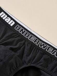 Bộ 5 quần lót lưng thun cotton màu đen in chữ thời trang thoải mái dành cho nam - màu đen - Xem 7