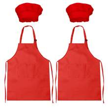 2 Packs Green&Red Kids Apron And Chef Hat Set-Children Kids Apron For Girls Boys Cooking Painting Baking ,Christmas DIY Party,Wear 6-13 Ages - Multicolor - View 15