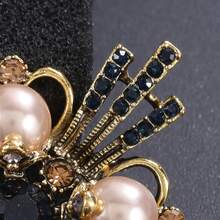 1pcs Vintage Women's Brooch Alloy Inlaid With Rhinestones Imitation Pearl Pin Autumn Winter Coat Jacket Brooch Fixed Decoration Suitable For Daily Party Banquet Wear - 金色的 - 查看 6