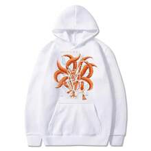 NarutoS-KuramaS  Japanese Anime Cartoon Pullover Hoodies Printed Hoodies Men's And Women's Hoodies Vintage Unisex Hoodie With Pockets Long Sleeve Casual Top Men & Women Graphic Hoodies & Sweatshirts Funny Hoodie Spring Autumn And Winter Streetwear Clothes For Male & Female - 白色 - 查看 1