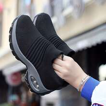 Women's Lightweight Sneakers Breathable Air Cushion Spring Fall Chunky Shoes Tennis Shoes Outdoor Office Work Walking Travel Sport Shoes - màu đen - Xem 4