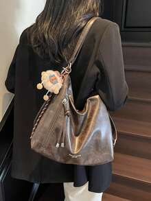 High Quality Crossbody Bags For Women Vegan Leather Hobo Handbags Fashion Shoulder Purse With Adjustable Strap Multi-Functional Backpack Shoulder Handbag + Free Pendants