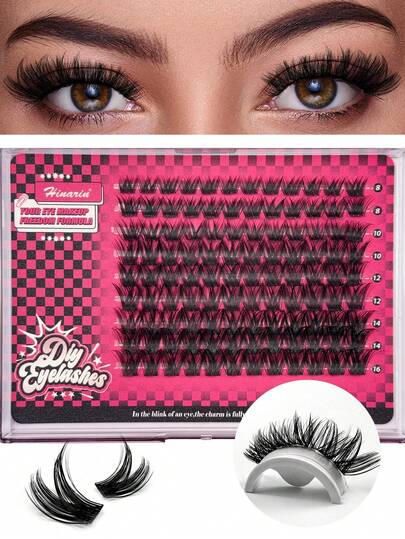 108 pezzi ciglie a grappolo individuali con curva D, banda trasparente, ciglie finte effetto wispy, aspetto naturale, estensioni ciglie finte in stile manga, lunghezza 8-16mm, riutilizzabili, adatte per qualsiasi occasione, regali per festival, ciglie finte