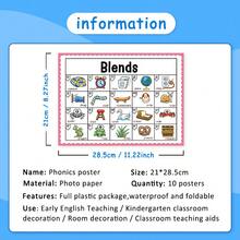 Lachilly 10 PCS/Set Poster Belajar Kata Fonik Bahasa Inggris, Gabungan Vokal dan Diftong, Mainan Edukatif untuk Anak-Anak, Bahan Belajar Prasekolah, Dekorasi Kelas Taman Kanak-Kanak, Alat Bantu Mengajar di Rumah - MultiWarna - View 4