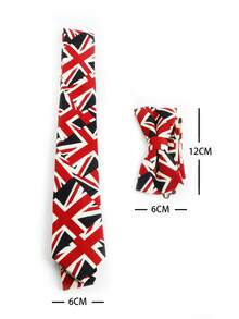 1 pieza Corbata de hombre con patrón geométrico rojo, negro y amarillo, elegante y minimalista