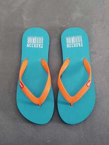 男士人字拖，舒适休闲防走光拖鞋，简约沙滩凉鞋 - 天藍色 - 查看 6