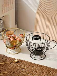 1pc Nordic-Style Metal Coffee Capsule Storage Rack - Modern Snack And Fruit Basket With Golden Accents, Durable Kitchen & Coffee Shop Home Decoration, Simple Design, Elegant Completion Of Multi-Color Available Christmas Gifts
