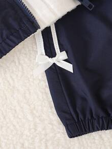 2 Stücke Baby Mädchen Frühling/Herbst Windjacken-Stoff Lässig Mode Set, beinhaltet Schmetterling bestickte Stehkragen Reißverschluss-Top und Hose mit Tunnelzug Taille, süß & niedlich