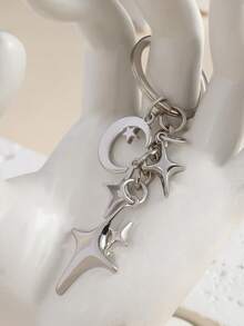 1pc Star & Moon Pattern Bag Charm, Bag Accessory, Keychain, Wallet Decor, Minimalist & Fashionable, Suitable For Dates, Gatherings, Parties, Great Gift For Women, Girlfriend, Birthday, Christmas Car Accessories For Woman