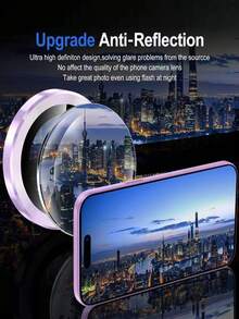 Juego de 3 piezas adecuado para 17/17 Pro/17 Pro Max/17 Air16 Pro/16 Pro Max, película protectora de lente de cámara, anillo de metal brillante con diamante, película protectora resistente a los arañazos de dureza 9H, accesorios de moda para teléfonos móviles, compatible con carcasas protectoras