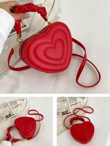 1个高级心形手提包，时尚甜美风格，心形托特包单肩斜挎包，学院风，心形女孩包，PU材质，时尚女孩包，女孩心形格纹，百搭优雅，简约时尚，适合作为礼物送给朋友 - 愛心手提包 - 查看 16