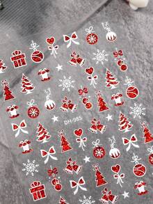 Christmas Series Nail Stickers Flat With Back Glue Cartoon Christmas Snowman Reindeer Nail Stickers Accessories