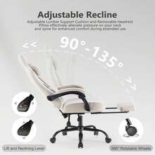 OLIXIS Computer Gaming Chair - High Back Ergonomic Desk Chair With Footrest And Lumbar Support, Height Adjustable Task Chair With Linkage Armrests And Headrest, 360° Swivel Wheels - Khaki - View 6