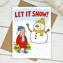 1 Stück "Let It Snow" witzige Winter Grußkarte für Freunde und Familie, perfekt für Feiertags-Wünsche, saisonales humorvolles Design, ideal für Weihnachten und Winterfeiern, Umschlag + Grußkarte