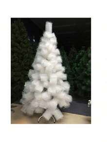 White PVC Artificial Christmas Tree, Realistic Pine Needle Design, Winter Holiday Decor For Home, Office, Commercial Display, Party Backdrop, Stable Metal 4-Leg Stand, Easy Assembly And Storage, Non-Shedding And Fade-Resistant, Hang Lights & Ornaments For DIY, Modern Minimalist Style, Fresh White Tone, Adds Christmas Ambiance, Suitable For Home, Office, Various Sizes Available To Fit Different Spaces - White - View 6
