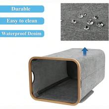 Laundry Basket With Lid, Large Laundry Hamper, 100L, Removable Mesh Liner Bamboo Handles, Collapsible - Grey - View 3