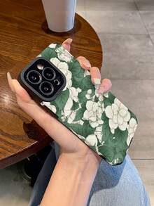 1pc PU Leather Floral & Leaf Pattern Soft Phone Case, Anti-Slip Full Coverage Protective Cover Compatible With Samsung/ 11/12/13/14/15/16 Pro Max, Holiday Gift - Multicolor - View 1