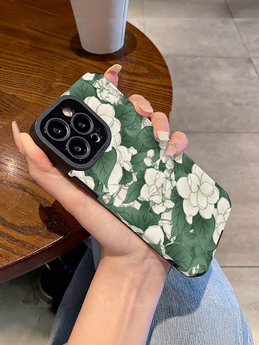 1pc PU Leather Floral & Leaf Pattern Soft Phone Case, Anti-Slip Full Coverage Protective Cover Compatible With Samsung/ 11/12/13/14/15/16 Pro Max, Holiday Gift - Multicolor - View 1