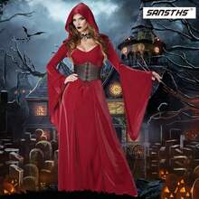Wide Corset Belt For Women Lace-Up Renaissance Corset Hight Waist Elastic Belt For Halloween Costume Parties - 蕾絲紅 - 查看 8