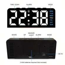 RAF USB Powered LED Digital Electronic Alarm Clock, Multiple Light Colors, 3-Level Brightness Adjustment, Multifunctional Desk Clock With Dual Alarms And Snooze, Suitable For Bedroom, Office And Living Room, No Battery Required - Multicolor - View 7