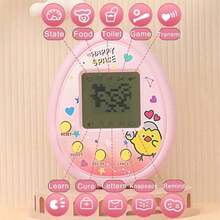 4 件电子宠物玩具，黑白屏手持迷你游戏机挂件，虚拟宠物饲养电子游戏玩具，心形设计，便携（可用作钥匙扣/包包挂件），适合万圣节/圣诞节/学校礼物