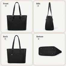 NEWHEY Tote Bags For Women With Zipper PU Leather Work Tote Bags Large Capacity Tote Bag Shoulder Purse Bag For College Work Travel