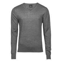 Mens Knitted Crew Neck Sweater (Grey Melange) - Grey - View 1