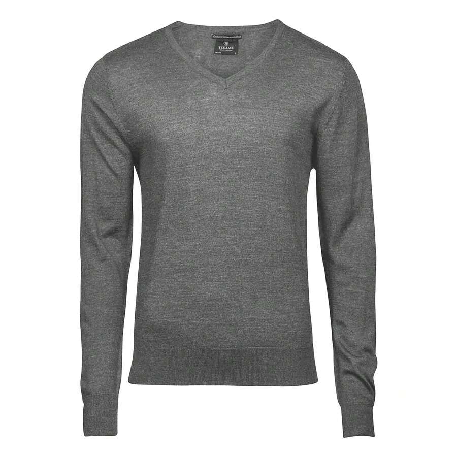 Mens Knitted Crew Neck Sweater (Grey Melange) - Grey - View 1
