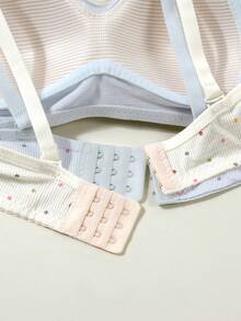 3 件女童波点印花无钢圈聚拢文胸，舒适简约女童文胸，适合 13-16 岁 - 彩色 - 查看 5