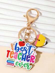 1pc Unisex TEACHER Wooden Pencil Keychain Graduation Season Gift For Teachers, Teacher's Day Present, Backpack Charm Thank You Gifts Teacher Accessories - 多色 2 - 查看 3