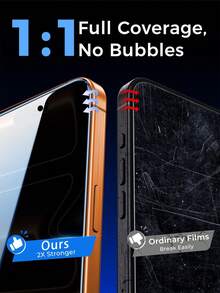 适用于 17 Pro Max/17/16/15/14/13/12/11/Mini/XS/XS Max/7/8 Plus 的 2 片装隐私钢化玻璃屏幕保护膜，无气泡，防刮花 - 黑色 - 查看 7