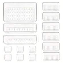 1/7/16/25 مجموعة صناديق تنظيم الرف الشفافة من البلاستيك - صناديق تخزين متعددة الوظائف بأربعة أحجام، مناسبة للمكتب والمكتب وتنظيم الرف، مصنوعة من مادة البولي بروبيلين المتينة، مثالية لاستخدام المنزل والمكتب، منظم درج المكتب | صناديق بلاستيكية شفافة | بلاستيك متين، منظم درج المكتب، منظم درج المكتب، صناديق تخزين المكتب.