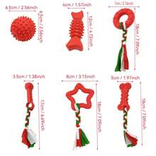 Set de 6 juguetes de goma/TPR suaves de Navidad + trapo anudado para perros pequeños, juguetes interactivos para limpiar los dientes y aliviar el aburrimiento - Multicolor - Ver 2
