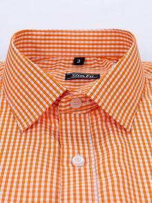 Men's Casual Comfortable Plaid Shirt - trái cam - Xem 2