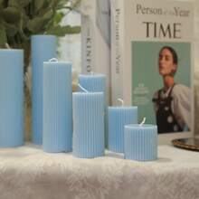 1 Peça Vela Perfumada Cilíndrica de Estilo Vintage Francês de Luxo - Fragrância Sem Fumaça, Vela Perfumada Cilíndrica de 5 cm de Diâmetro, Vela de Cera de Soja Premium Sem Fumaça, Adequada para Decoração Doméstica, Casamento, Decoração de Casamento - Multicolorido - Visão 5