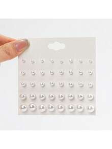 20pairs New White Pearl Ball Stud Earrings Set - White - View 5