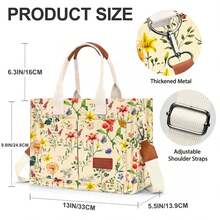 Canvas Tote Bag For Women With Pockets Crossbody Bag Tote Shoulder Handbags Casual Work Bags Everything Tote Bag - 復古花 - 查看 4
