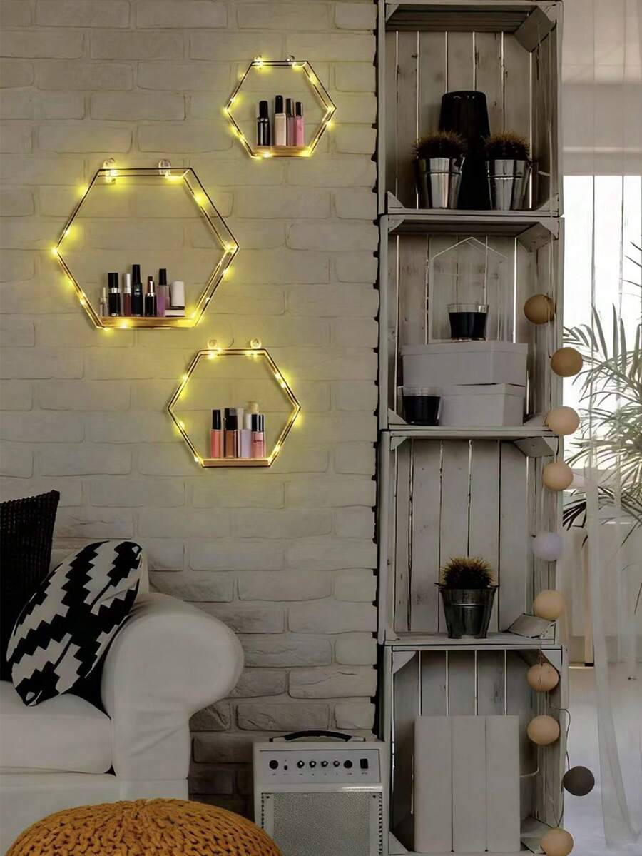 1 قطعة/3 قطع رف حائط بدون ثقب، رف تخزين حائطي بتصميم إبداعي مبسط على الطراز الإسكندنافي للغرفة المعيشية والنوم والمطبخ والحمام