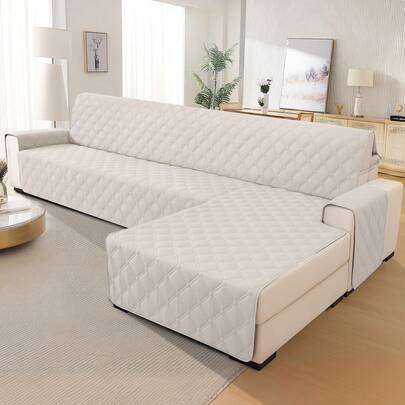 YSTYLE Waterproof Sofa Cover With Peninsula 2/3/4 Seater, Universal Reversible Right/Left Corner Sofa Cover, L-Shaped Sofa Covers Anti-Scratch And Anti-Stain