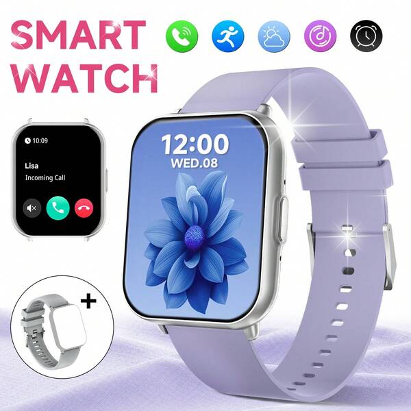 NEW Smart Watch Compatible With IOS/Android, 1ATM Waterproof Smart Watch Support Pedometer/Wireless Calling/Notification Alert, Fitness Tracker Support 100+ Sport Modes, AI Voice Assistant/Split Screen/Calculator, Stylish Smart Watch Support Customizable Dials, For Men & Women Valentine's Day Gift