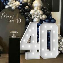 3 piedi/4 piedi Numeri luminosi a insegna - Luci bianche fredde/calde che si illuminano, decorazione per feste, grandi numeri luminosi a insegna che possono essere utilizzati per decorazioni di matrimoni, feste di compleanno - Bianco - Visualizzare 2