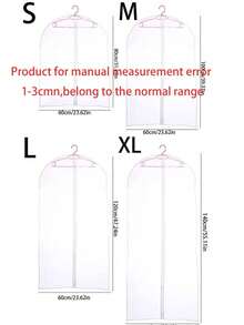 10个/5个/1个透明服装袋，挂衣罩透明3D防尘袋，可水洗家用收纳袋，适用于外套、西装 - 白色 - 查看 12