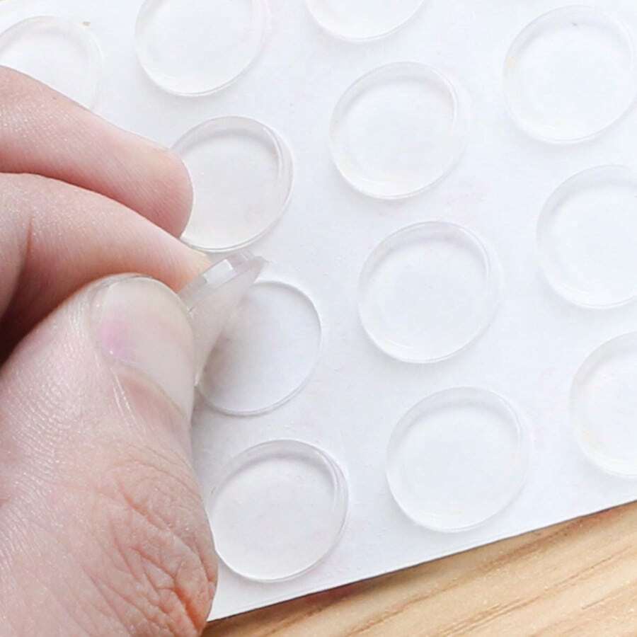 50pcs Silicone Anti-Collision Pads, Furniture Buffer, [50pcs / Sheet]Soundproof And Noise-Reducing Stickers, Door Back Shock-Absorbing, Noise-Reducing And Anti-Collision Blocks, Suitable For Drawers, Refrigerator Doors, And Various Cabinet Doors For Anti-Collision Rubber Pads - Clear - View 1